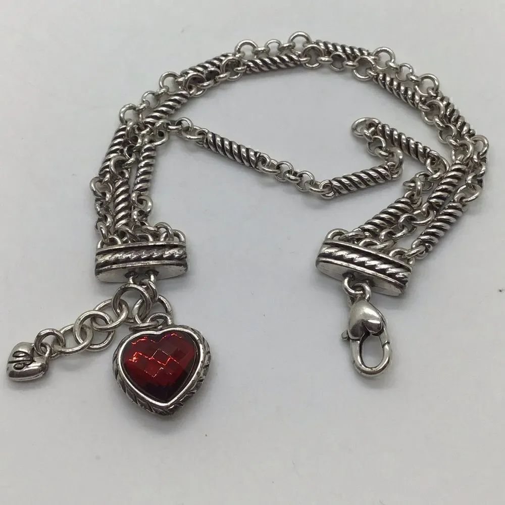 Brighton Newport Red Heart Triple Strand Bracelet